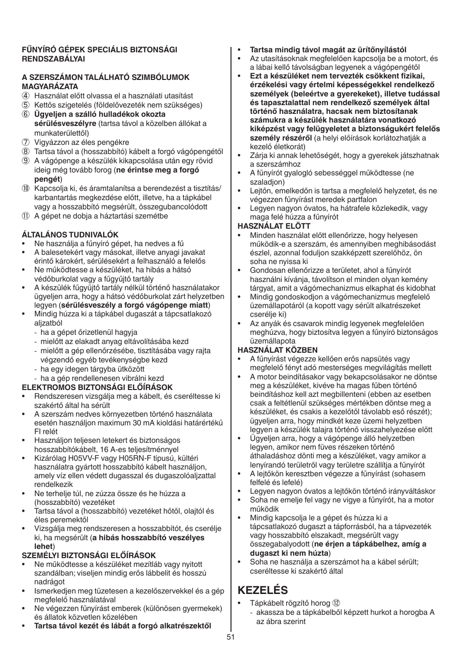 Kezelés | Skil 0715 RT User Manual | Page 51 / 132