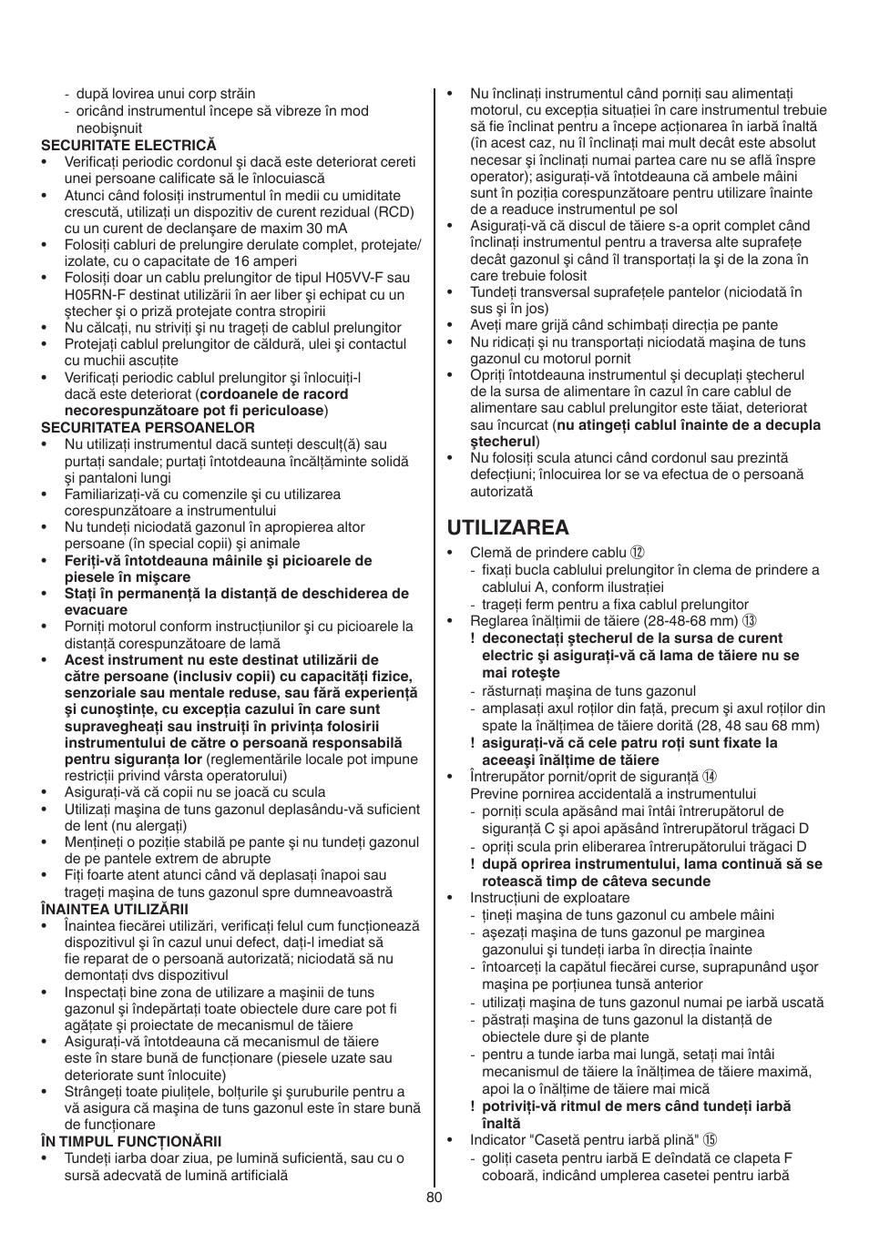 Utilizarea | Skil 0715 RT User Manual | Page 80 / 132