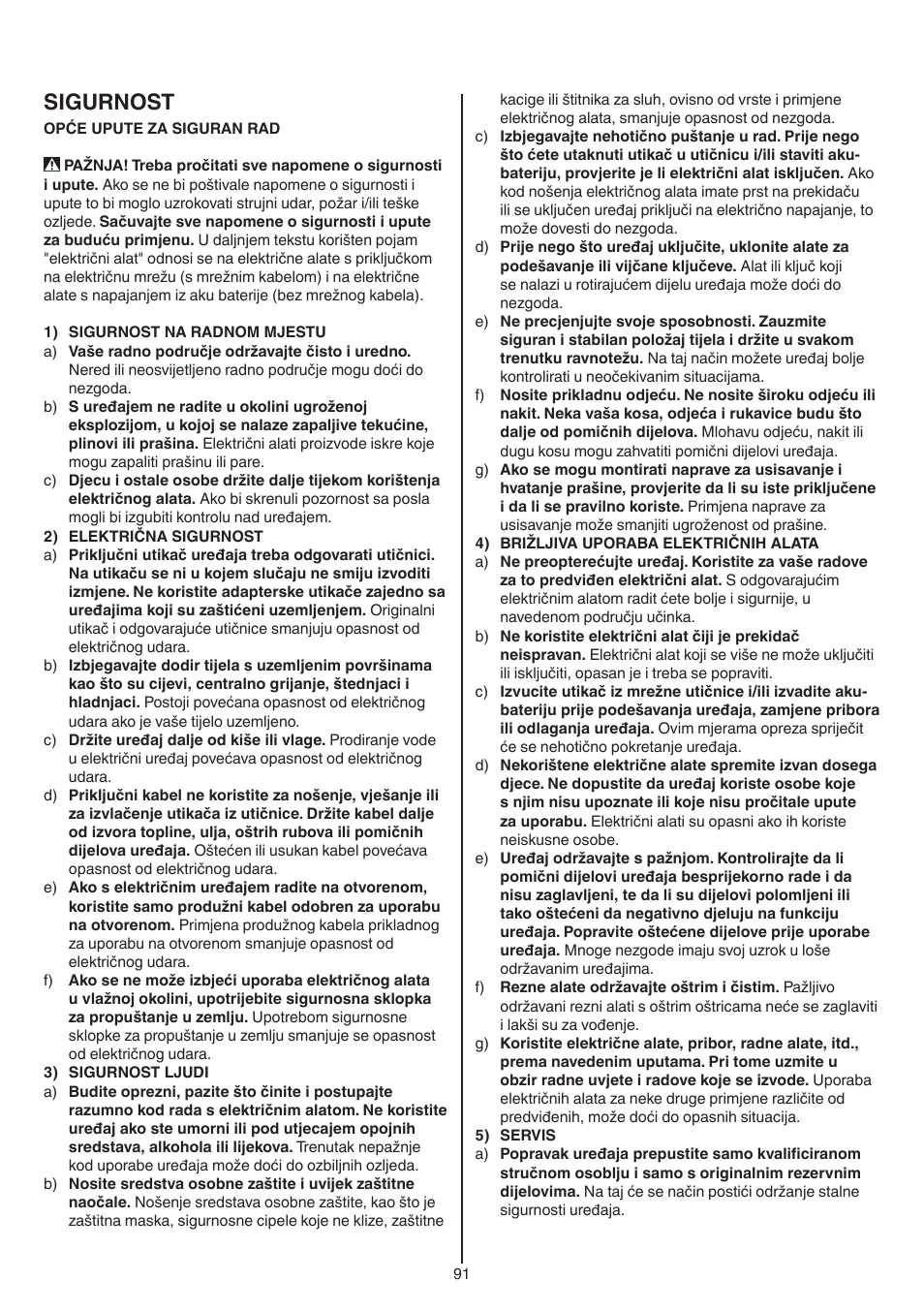 Sigurnost | Skil 0715 RT User Manual | Page 91 / 132