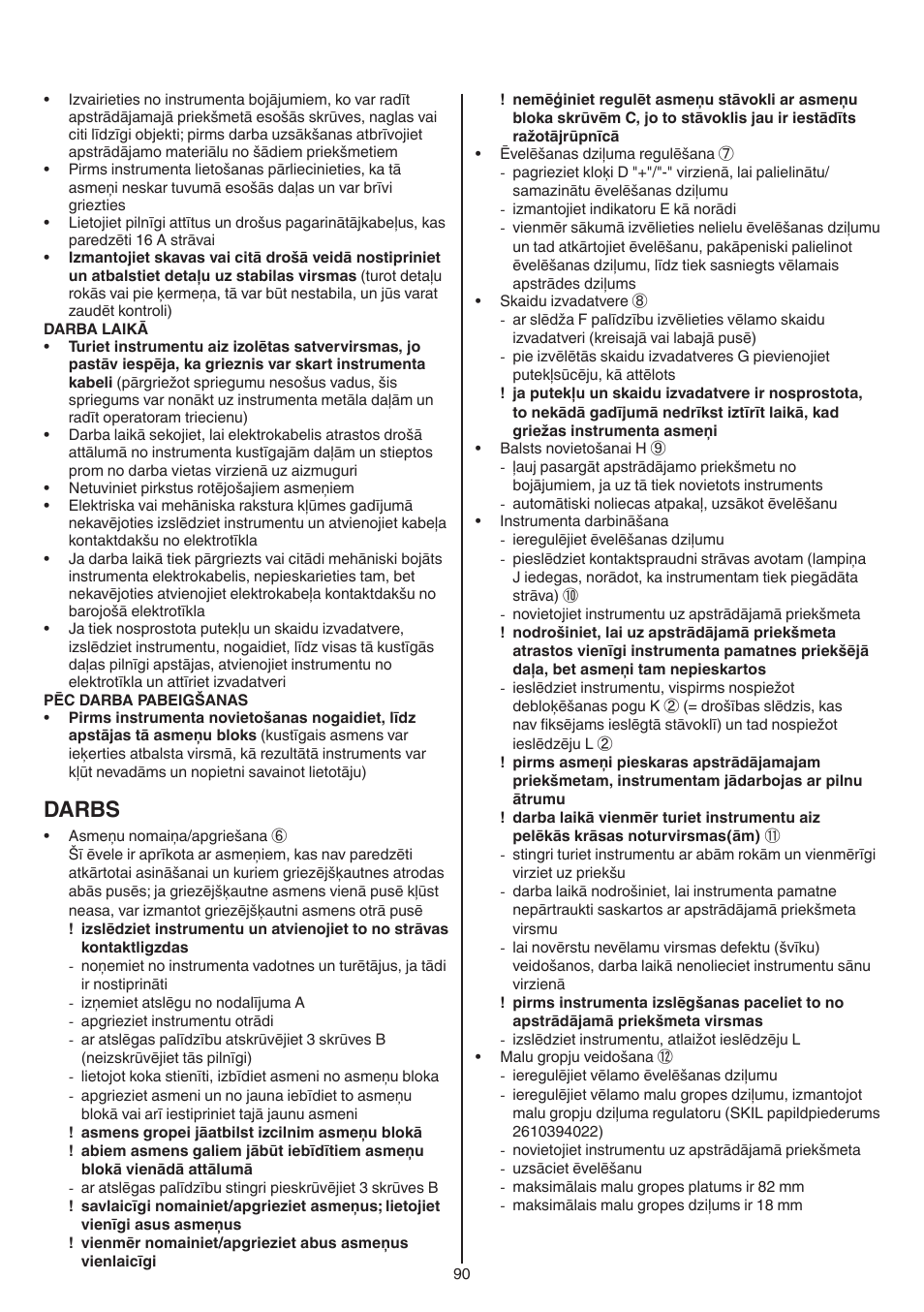 Darbs | Skil 1565 AA User Manual | Page 90 / 112