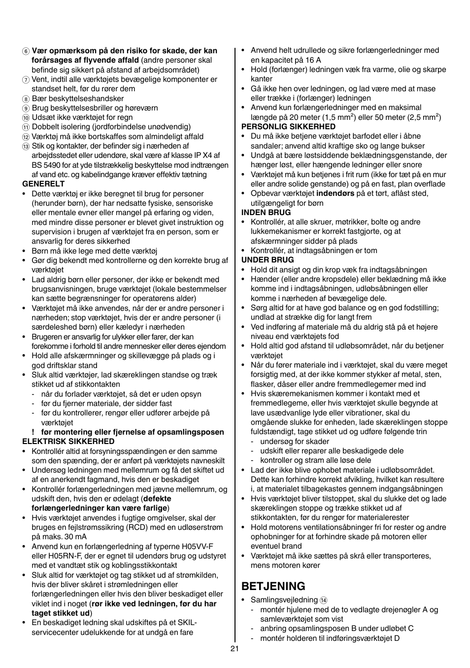 Betjening | Skil 0770 RT User Manual | Page 21 / 96