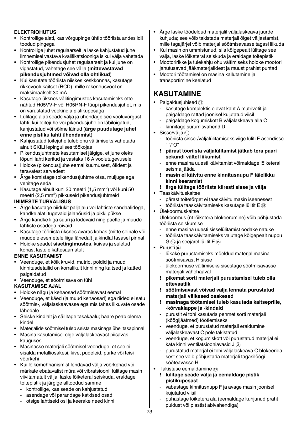 Kasutamine | Skil 0770 RT User Manual | Page 73 / 96