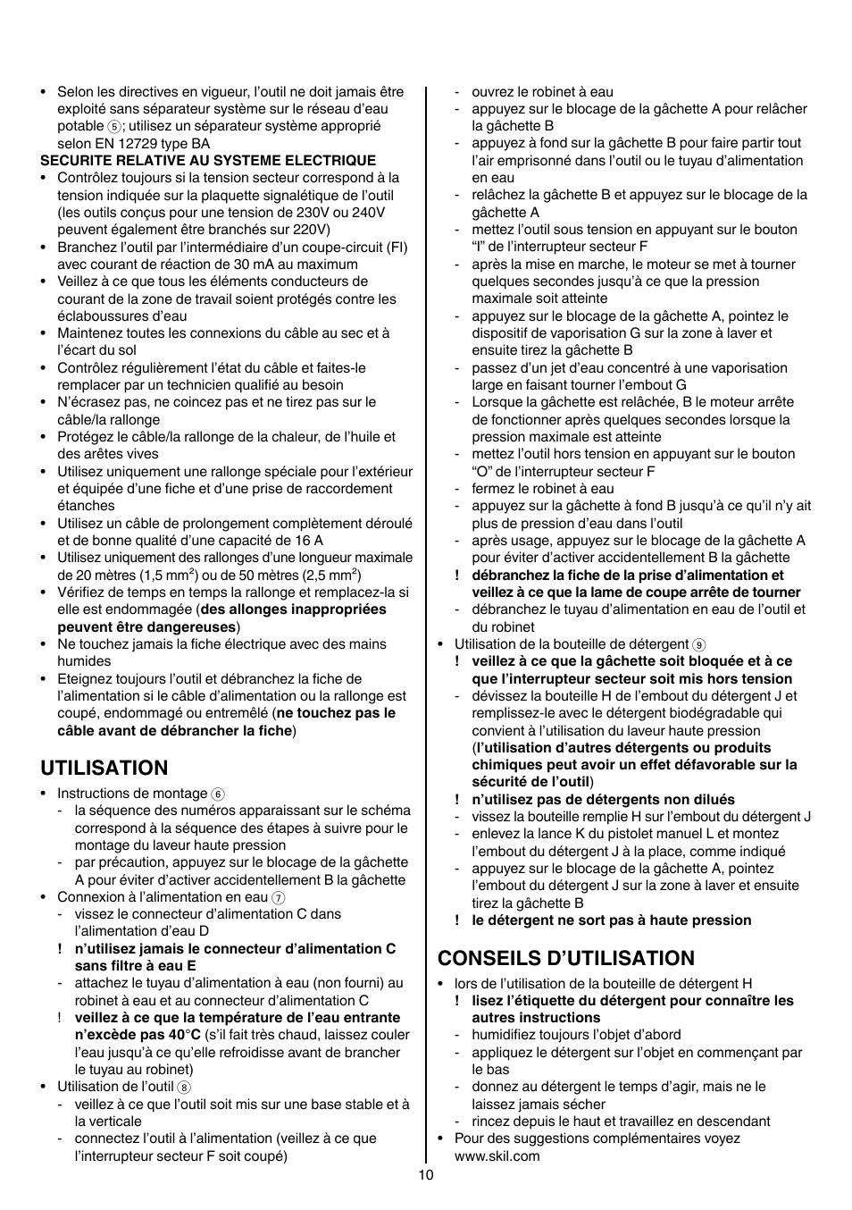 Utilisation, Conseils d’utilisation | Skil 0760 RA User Manual | Page 10 / 104