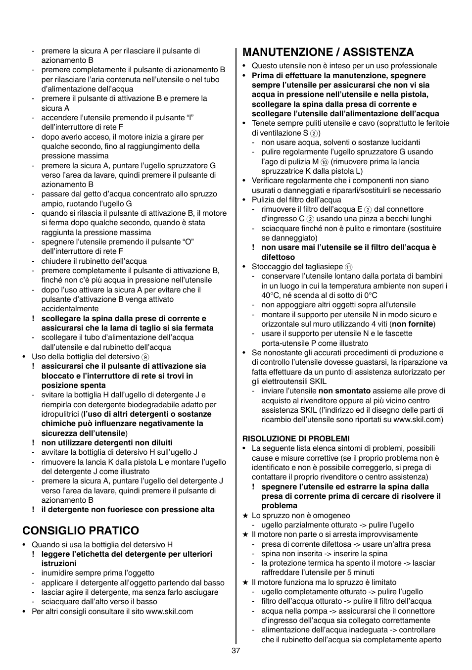 Consiglio pratico, Manutenzione / assistenza | Skil 0760 RA User Manual | Page 37 / 104