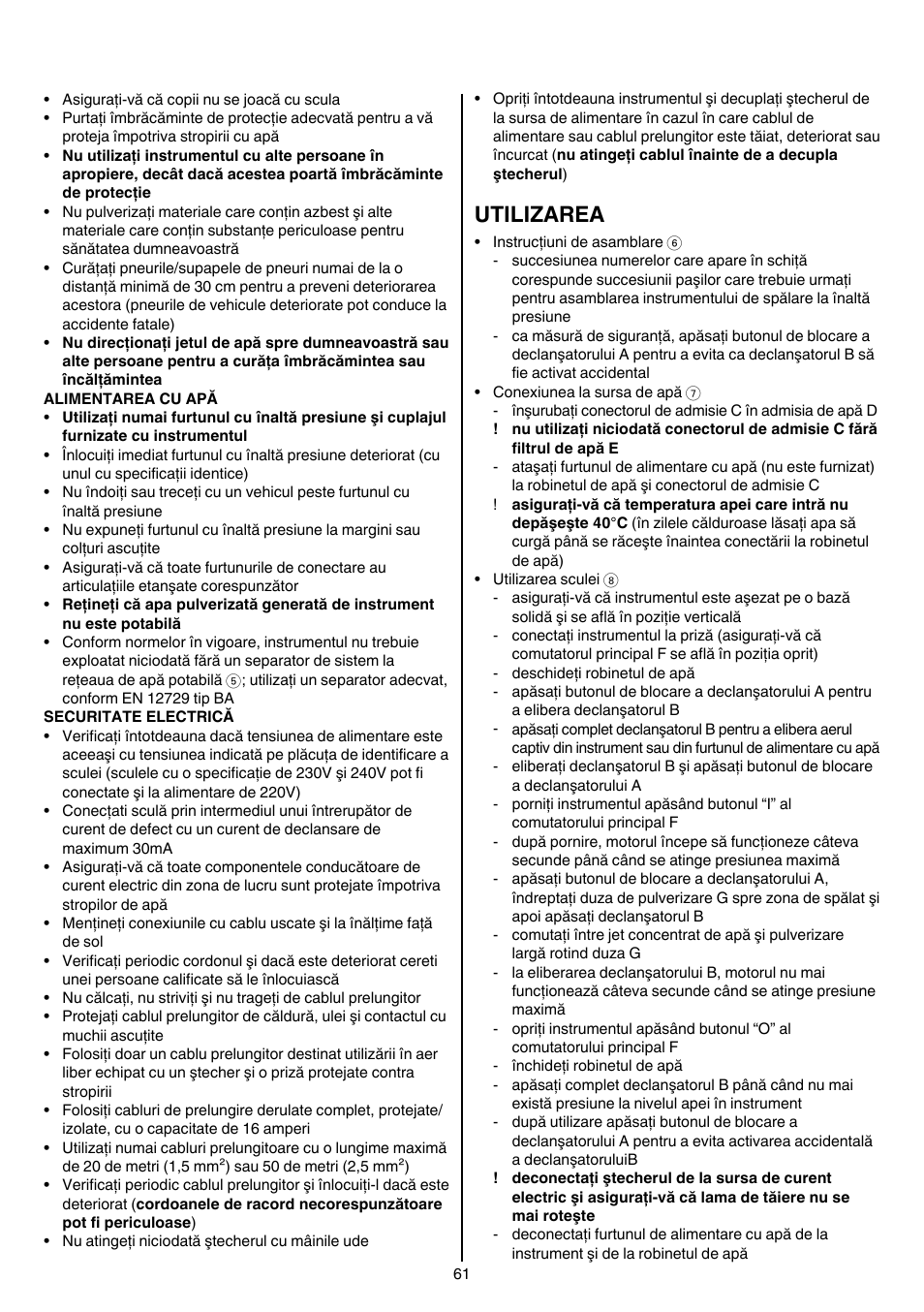 Utilizarea | Skil 0760 RA User Manual | Page 61 / 104