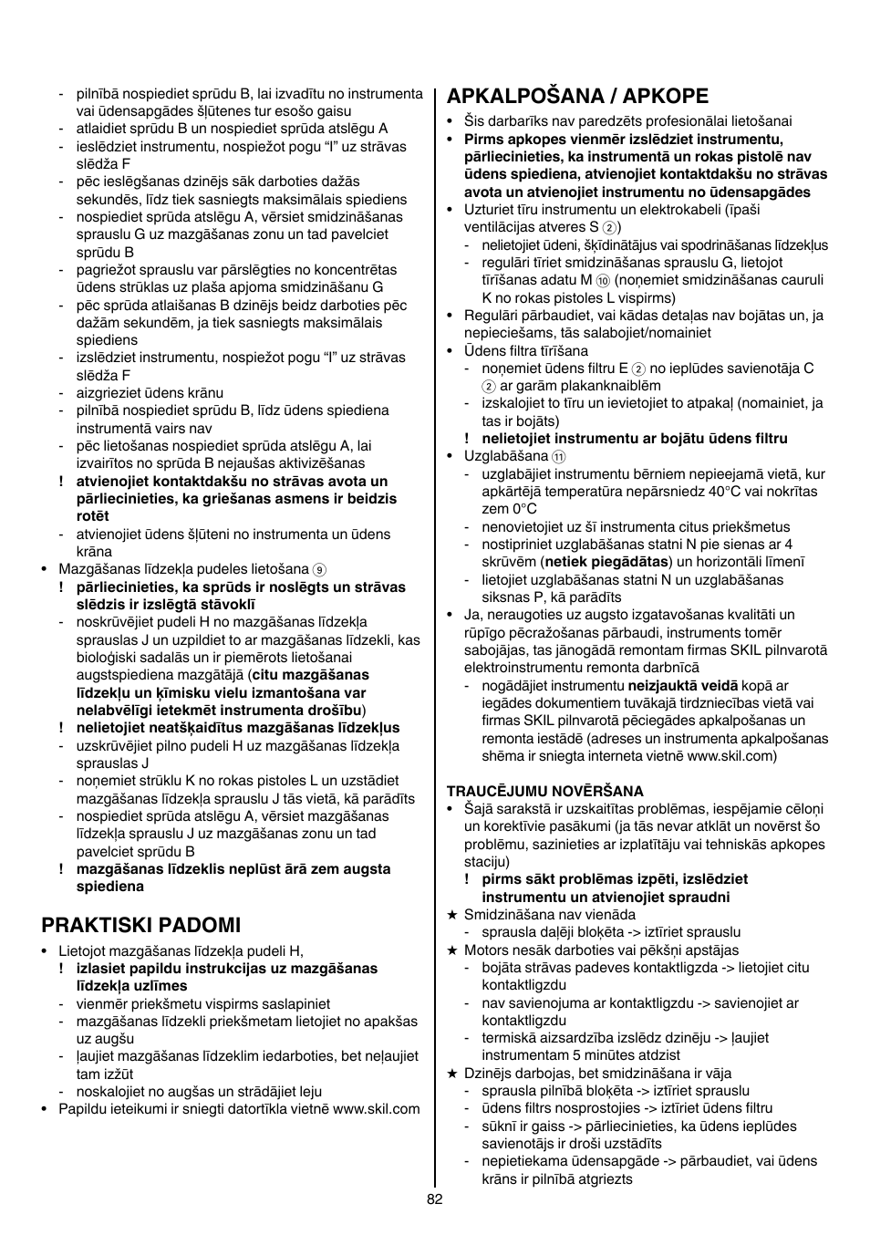Praktiski padomi, Apkalpošana / apkope | Skil 0760 RA User Manual | Page 82 / 104