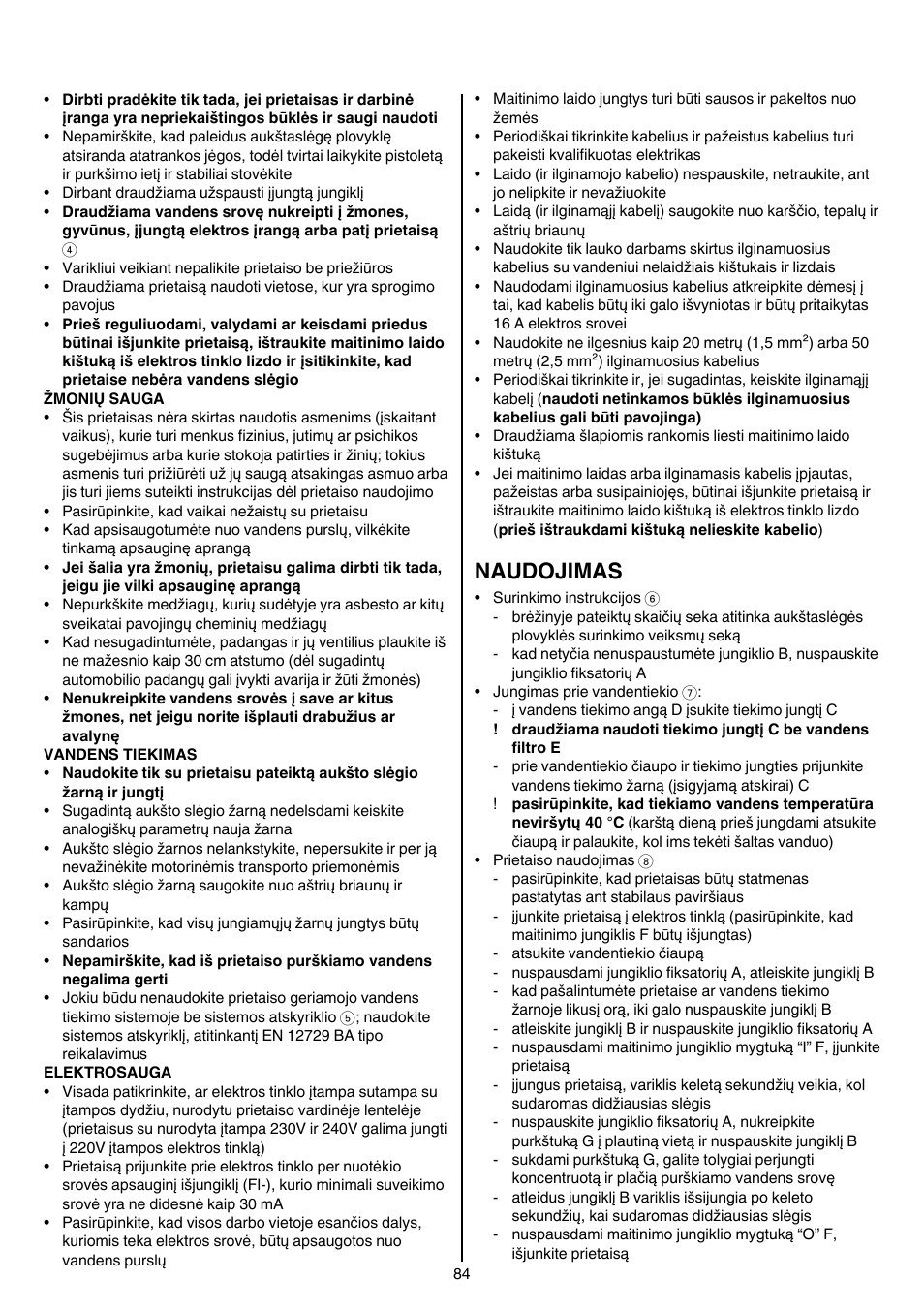Naudojimas | Skil 0760 RA User Manual | Page 84 / 104