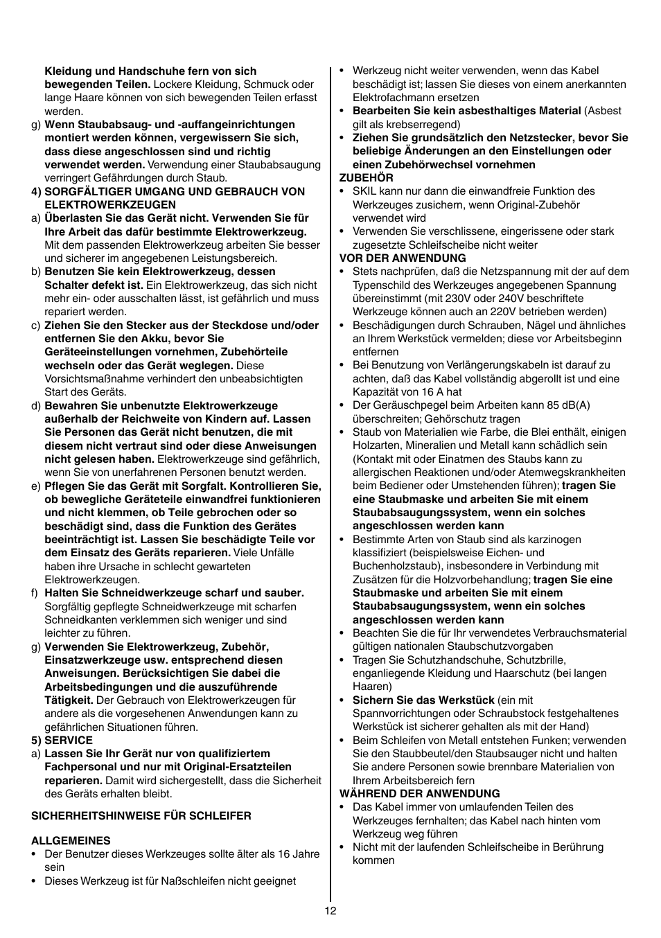 Skil 7405 AA User Manual | Page 12 / 104
