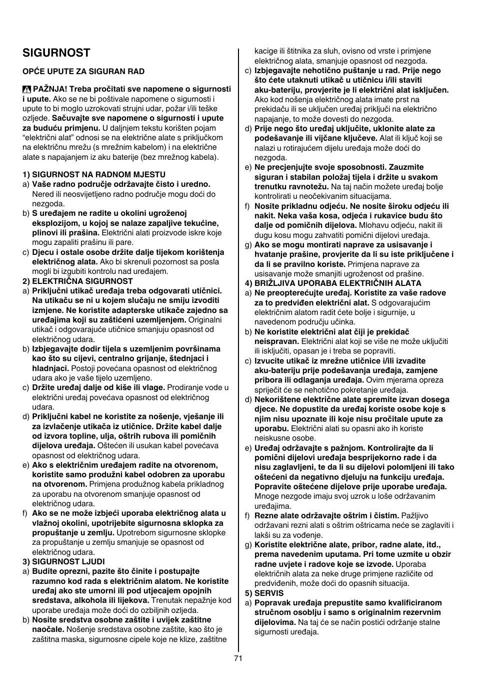 Sigurnost | Skil 7405 AA User Manual | Page 71 / 104
