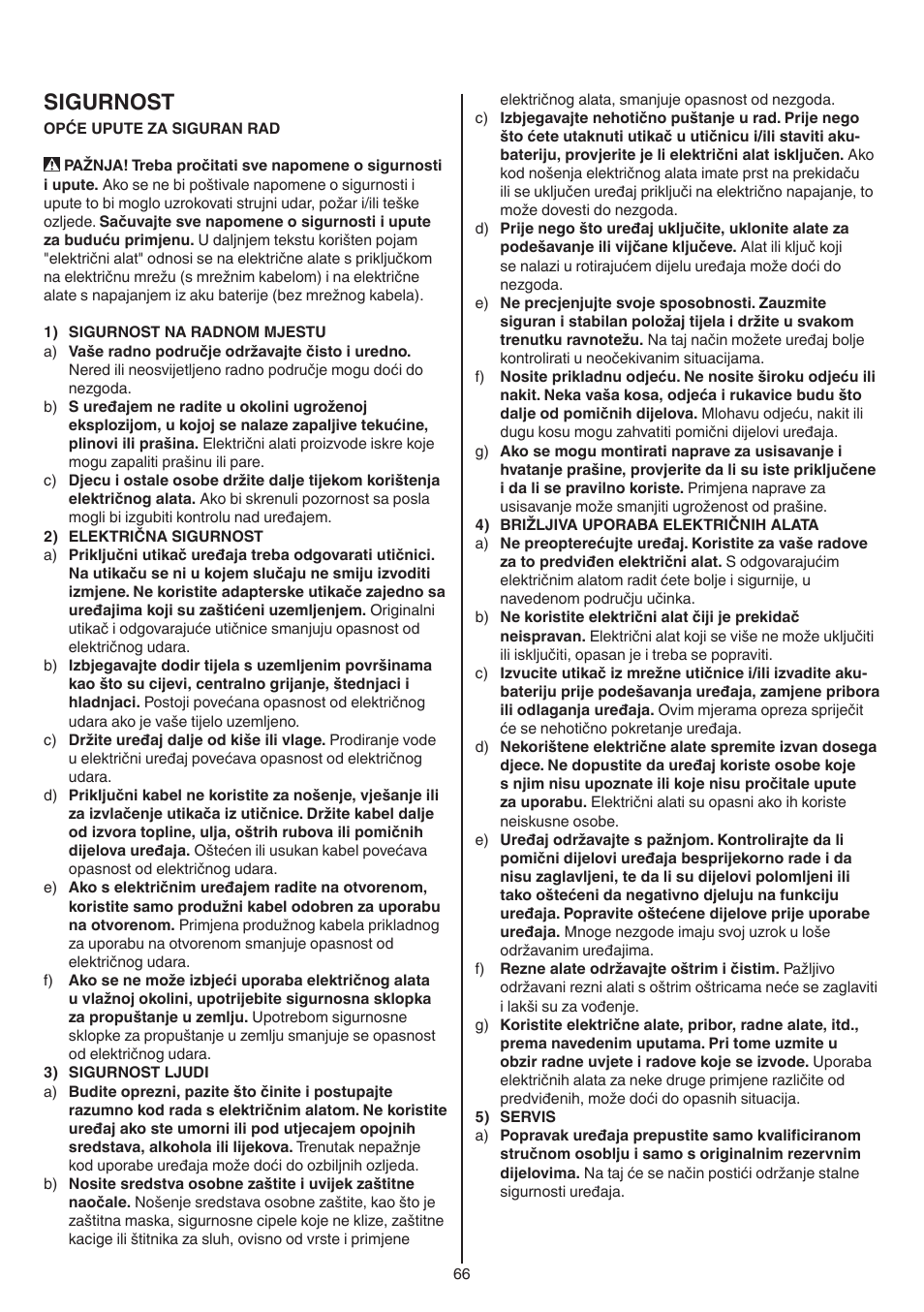Sigurnost | Skil 7420 AA User Manual | Page 66 / 96