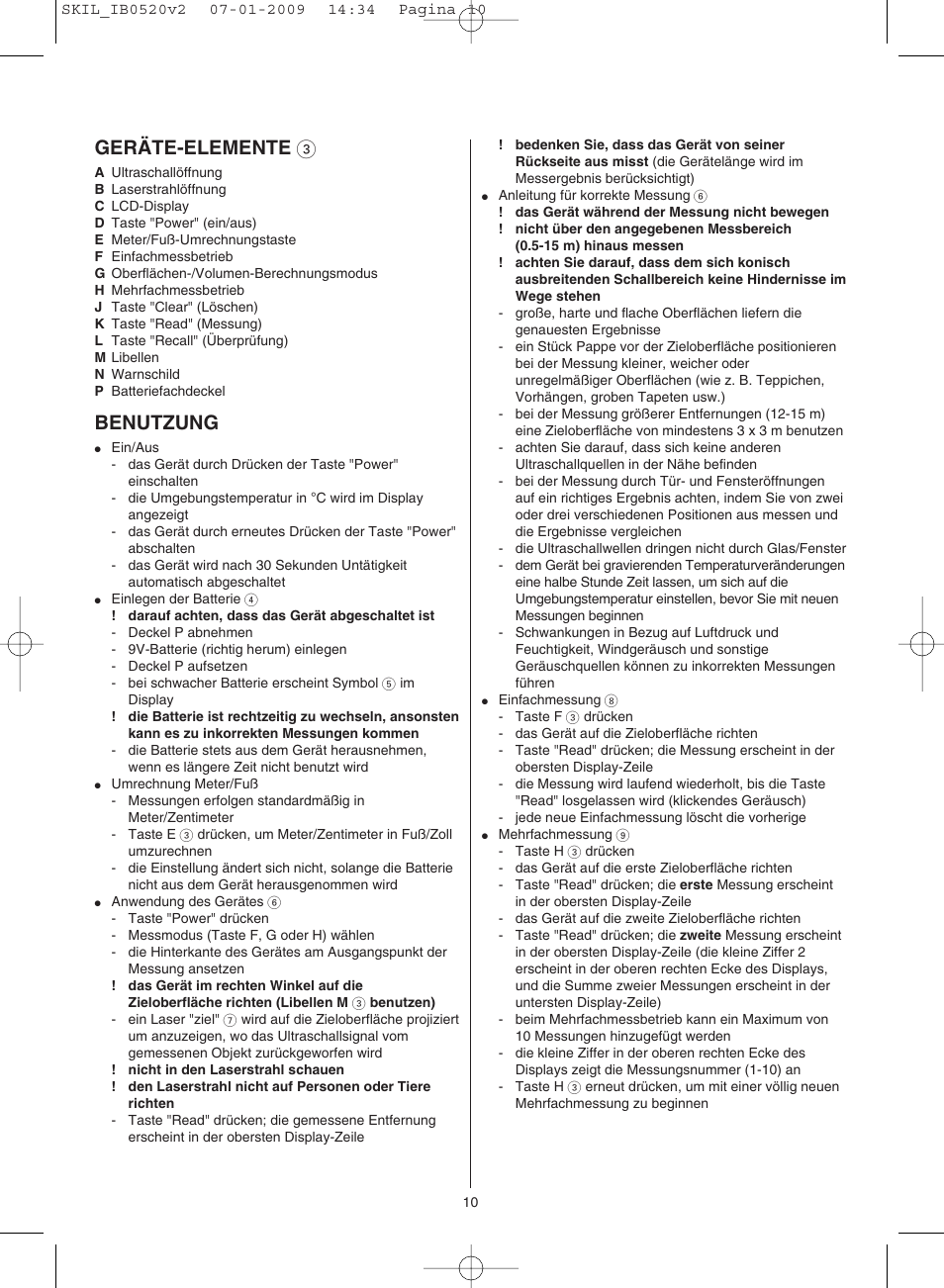 Geräte-elemente 3, Benutzung | Skil 0520 AA User Manual | Page 10 / 68