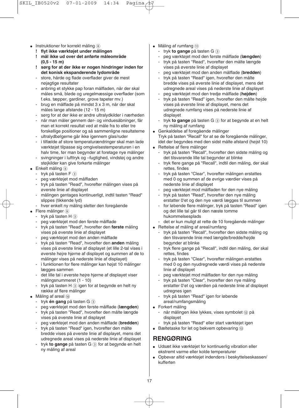Rengøring | Skil 0520 AA User Manual | Page 17 / 68