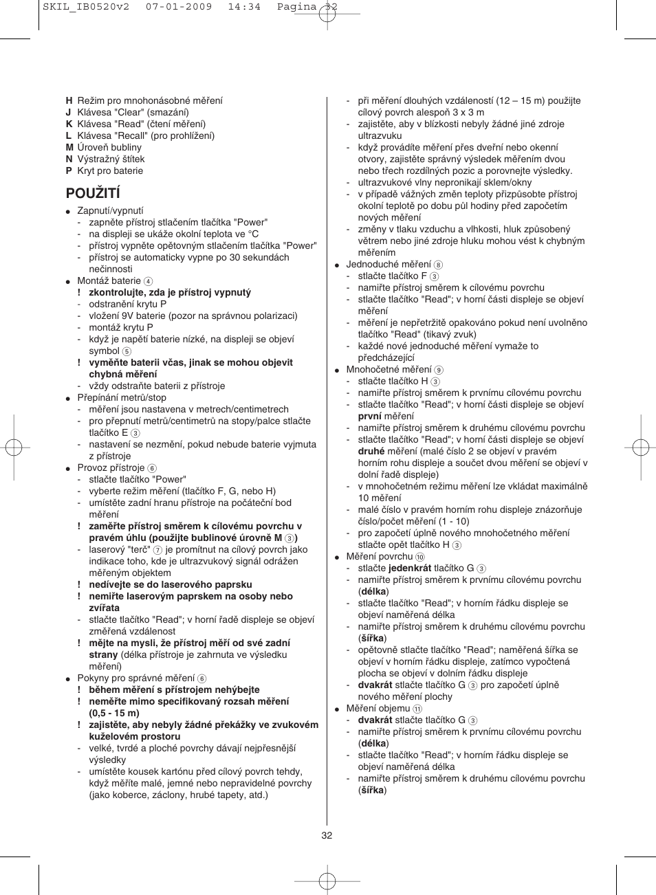 Pouˇití | Skil 0520 AA User Manual | Page 32 / 68