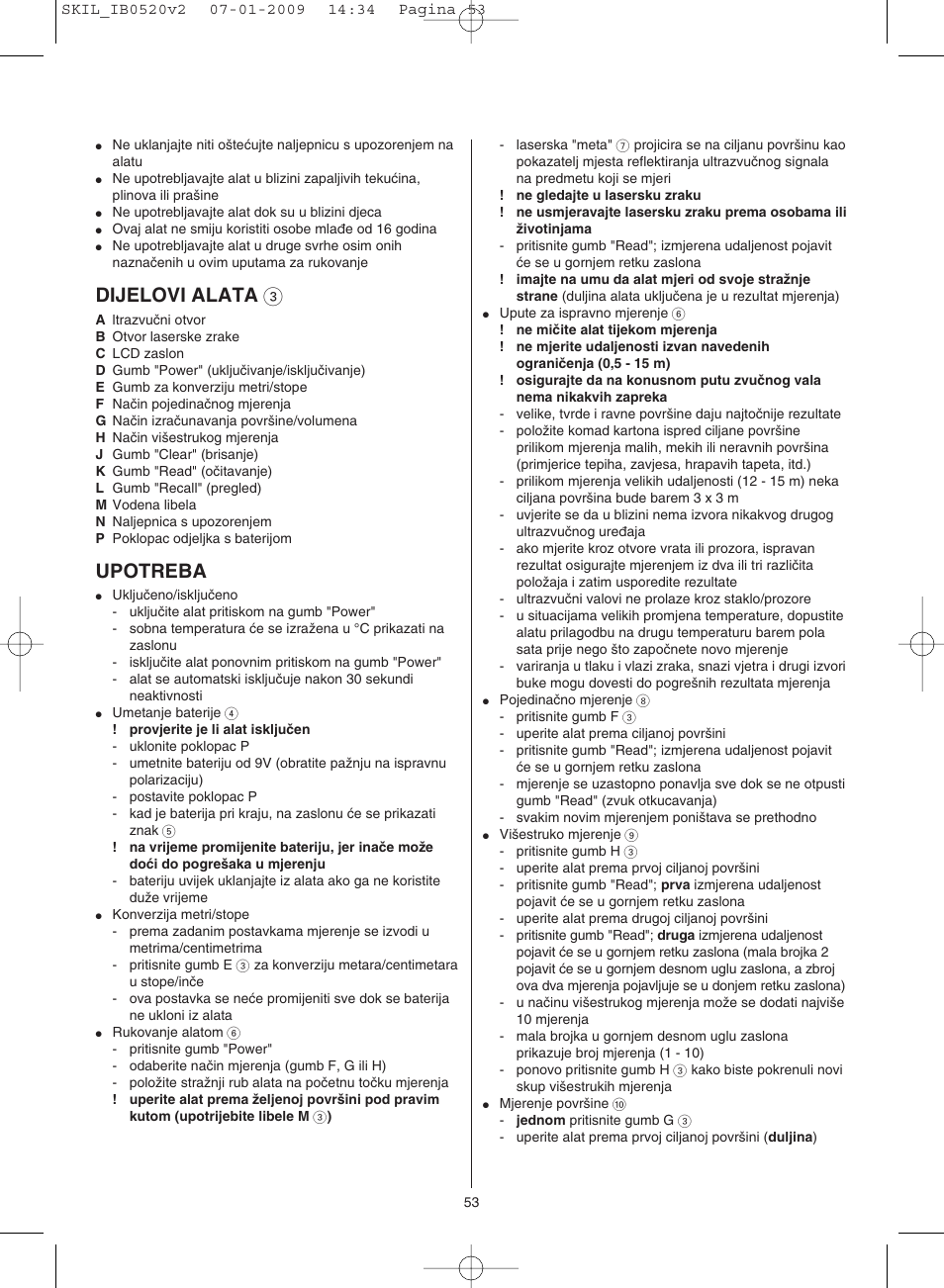 Dijelovi alata 3, Upotreba | Skil 0520 AA User Manual | Page 53 / 68