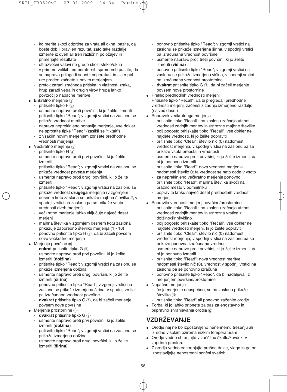 Vzdrîevanje | Skil 0520 AA User Manual | Page 58 / 68