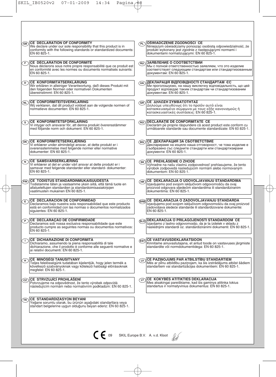 Skil 0520 AA User Manual | Page 68 / 68