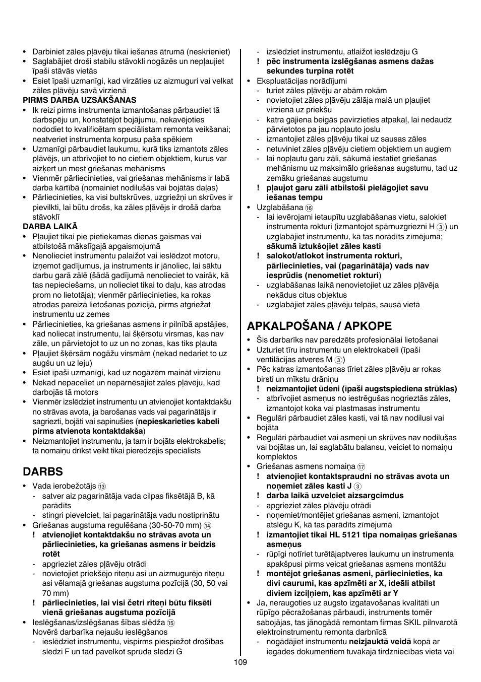 Darbs, Apkalpošana / apkope | Skil 0710 RT User Manual | Page 109 / 136