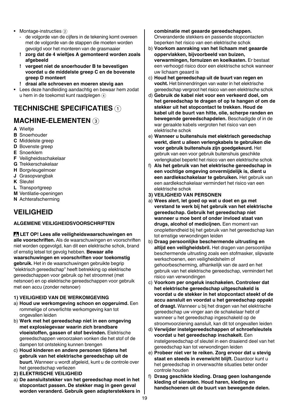 Technische specificaties 1 machine-elementen 3, Veiligheid | Skil 0710 RT User Manual | Page 19 / 136