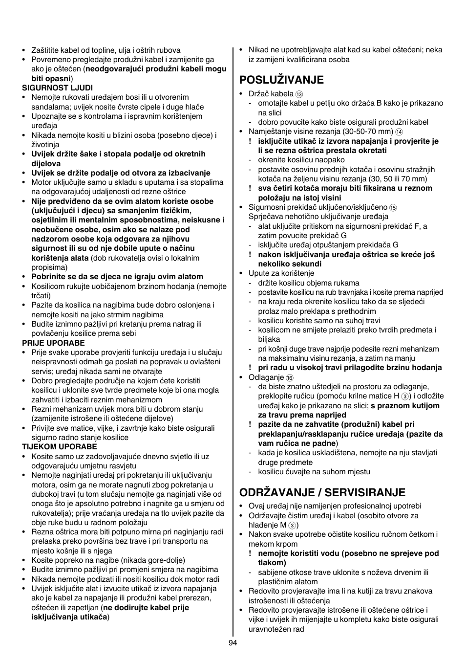 Posluživanje, Održavanje / servisiranje | Skil 0710 RT User Manual | Page 94 / 136