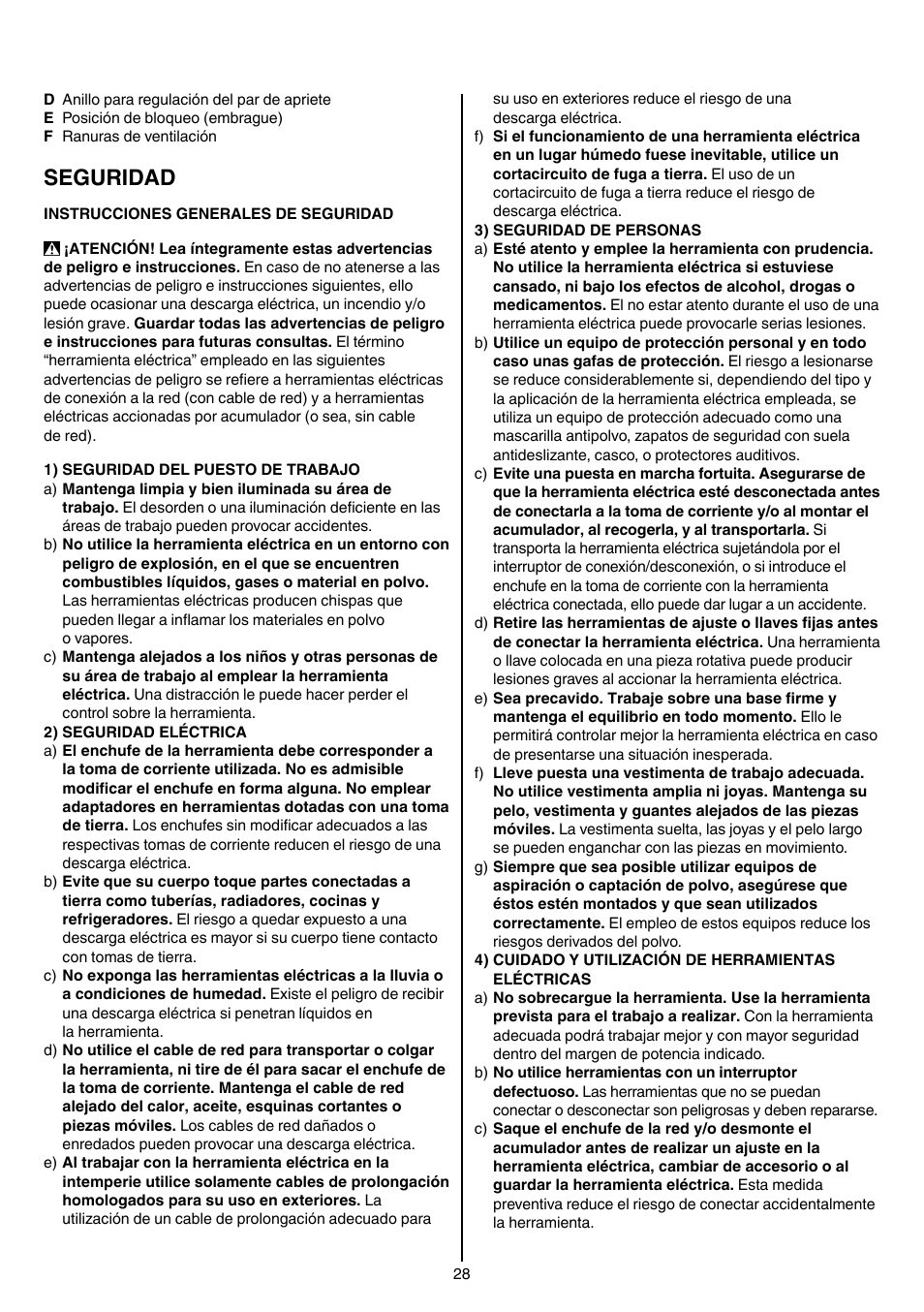 Seguridad | Skil 6220 (F0156220 . . ) User Manual | Page 28 / 100