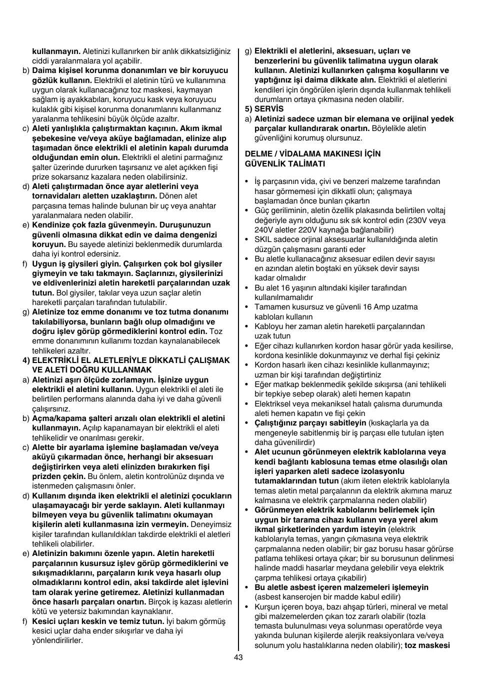 Skil 6220 (F0156220 . . ) User Manual | Page 43 / 100