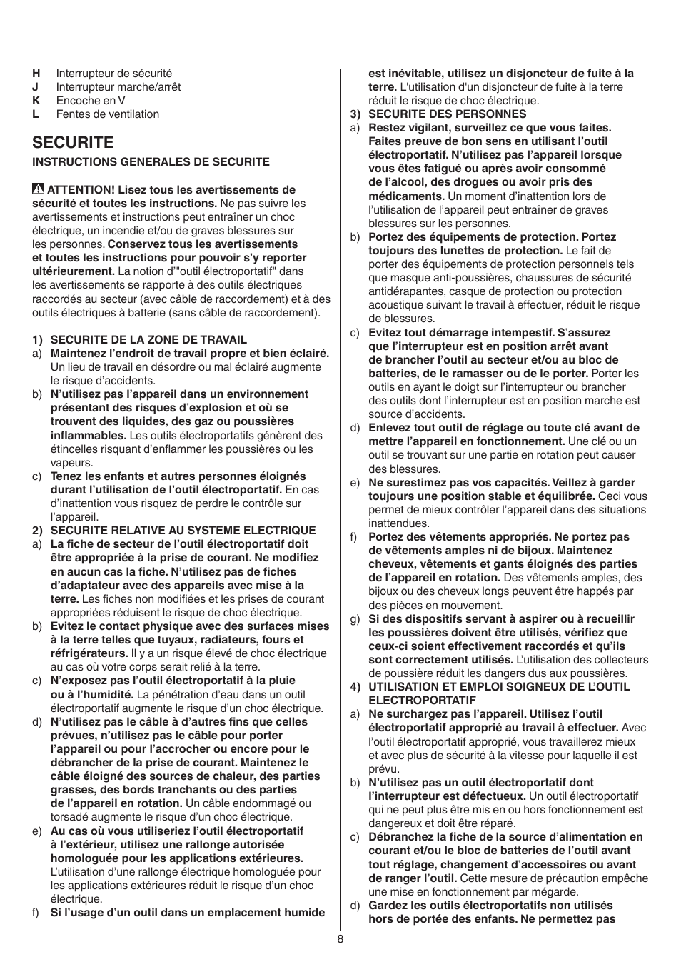 Securite | Skil 1558 AA User Manual | Page 8 / 104