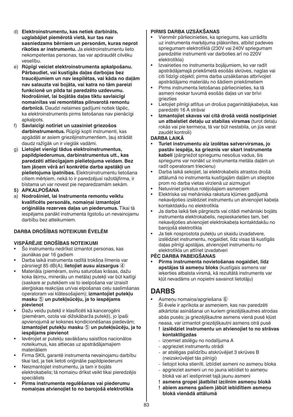 Darbs | Skil 1558 AA User Manual | Page 83 / 104