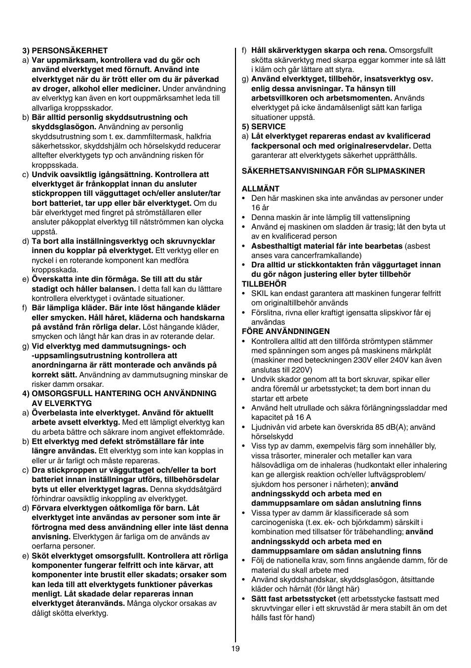 Skil 7450 AA User Manual | Page 19 / 112