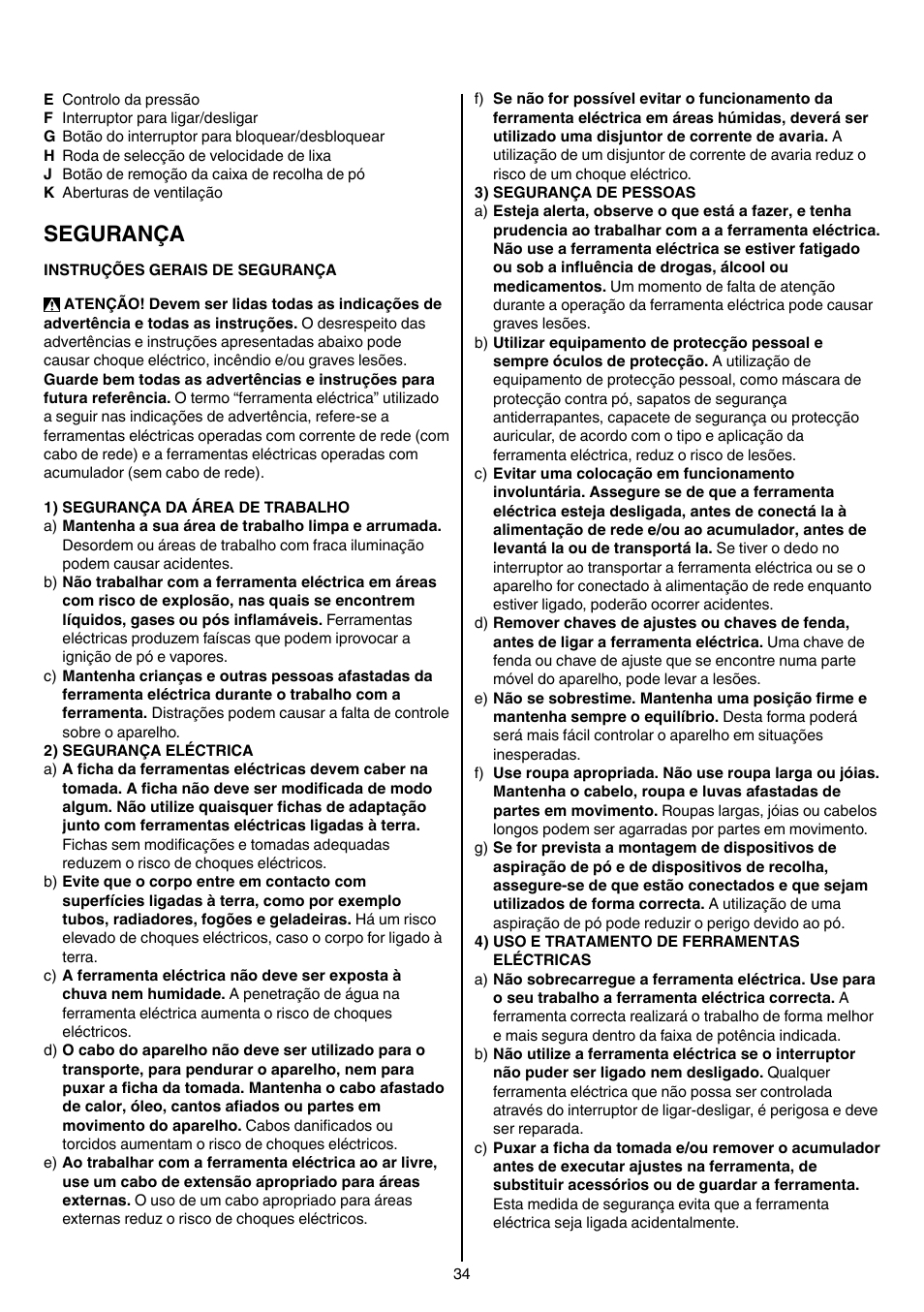 Segurança | Skil 7450 AA User Manual | Page 34 / 112
