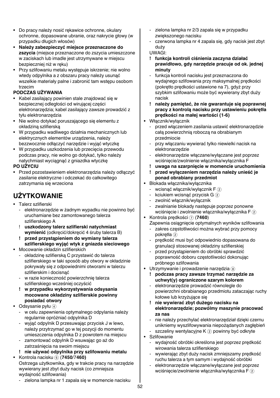 Użytkowanie | Skil 7450 AA User Manual | Page 52 / 112