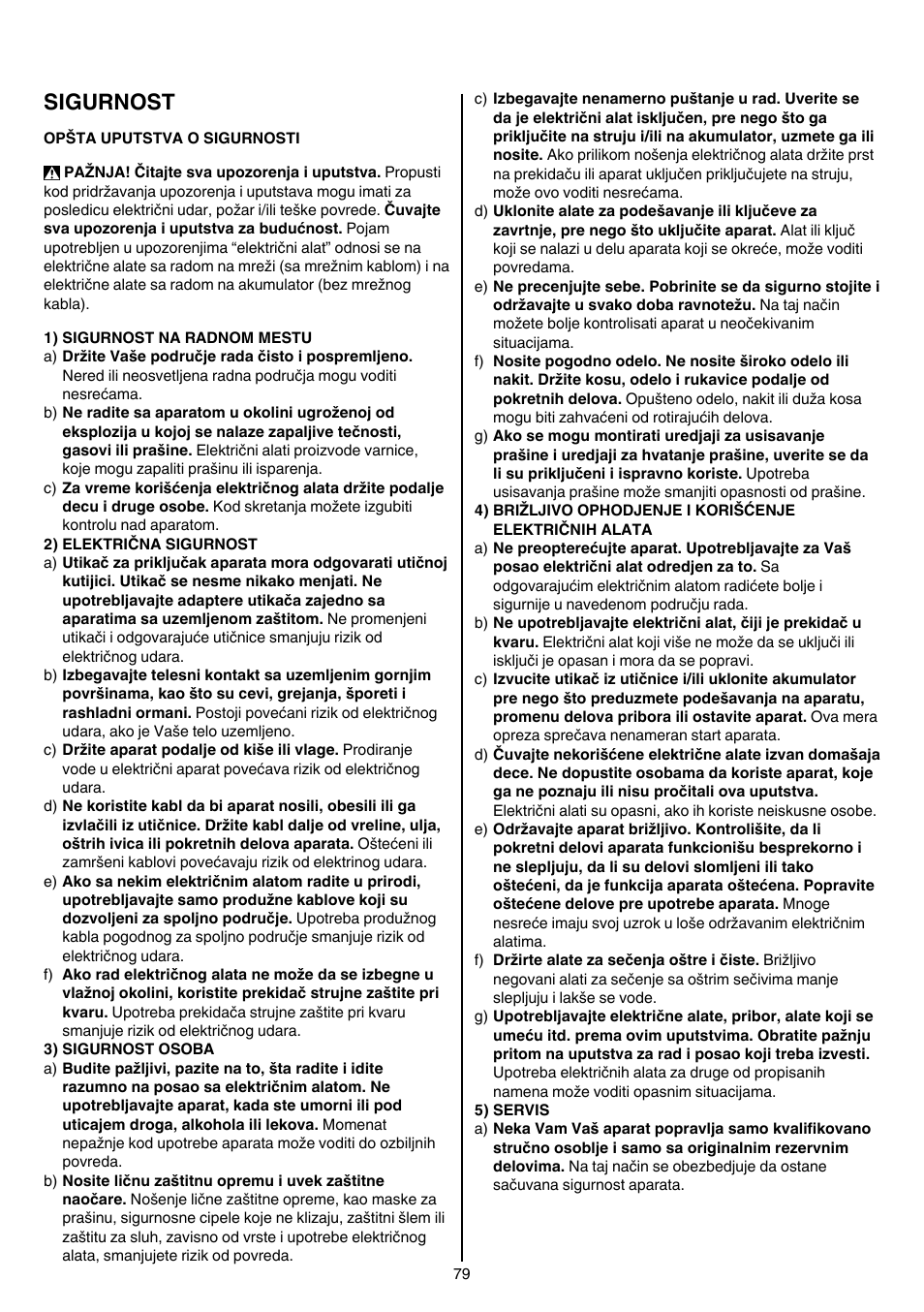 Sigurnost | Skil 7450 AA User Manual | Page 79 / 112