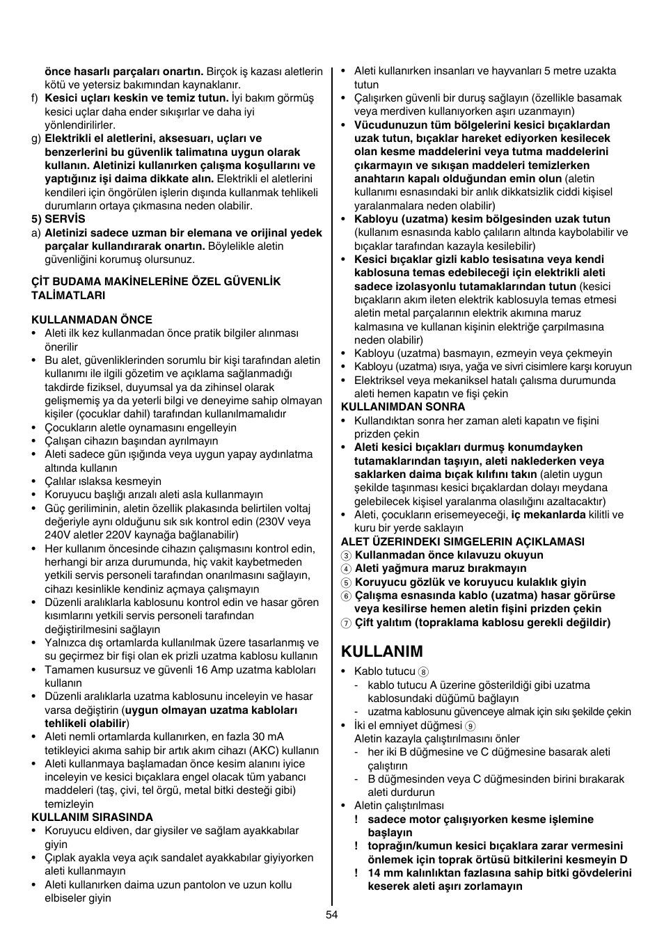 Kullanim | Skil 0745 RT User Manual | Page 54 / 124