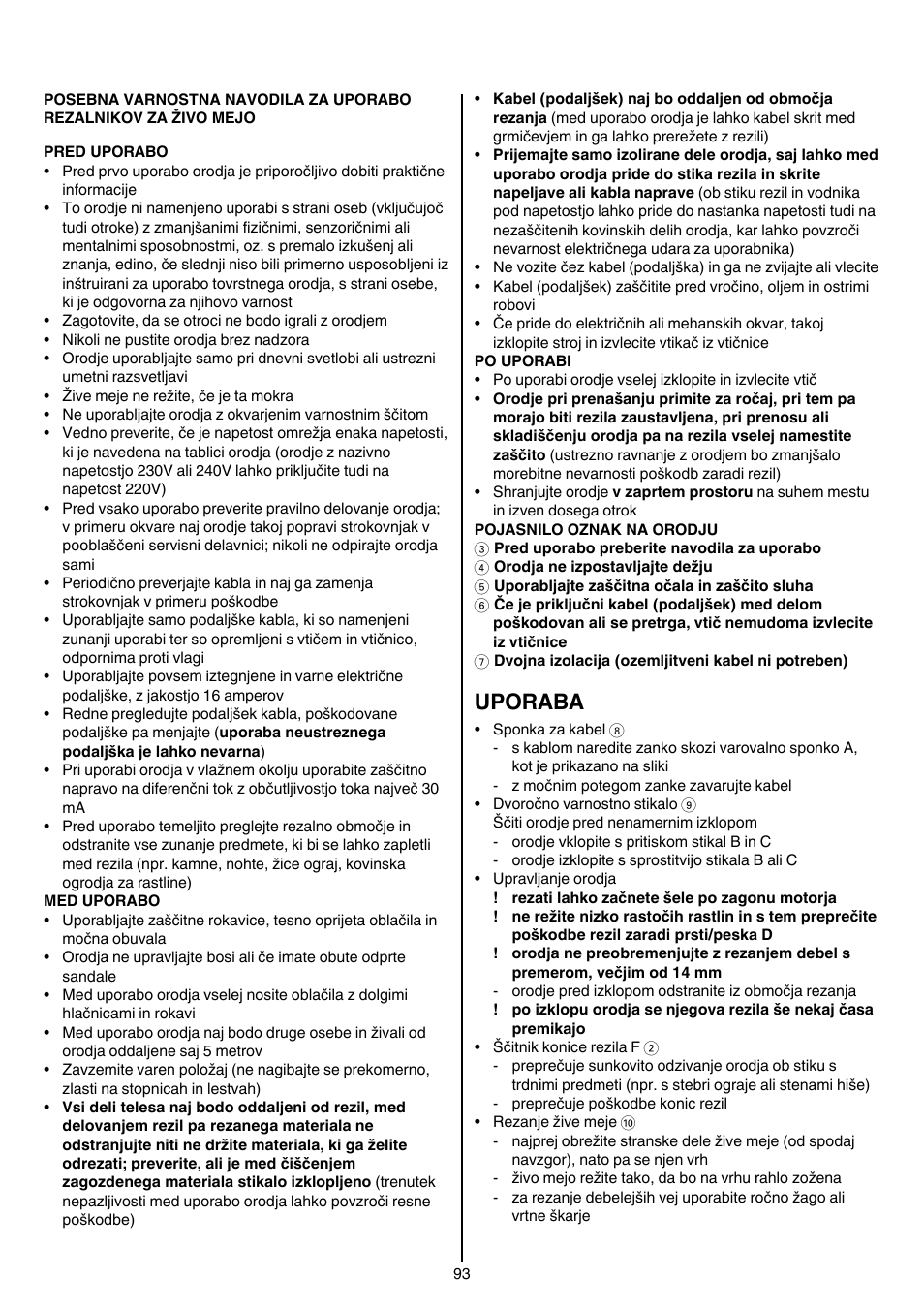 Uporaba | Skil 0745 RT User Manual | Page 93 / 124