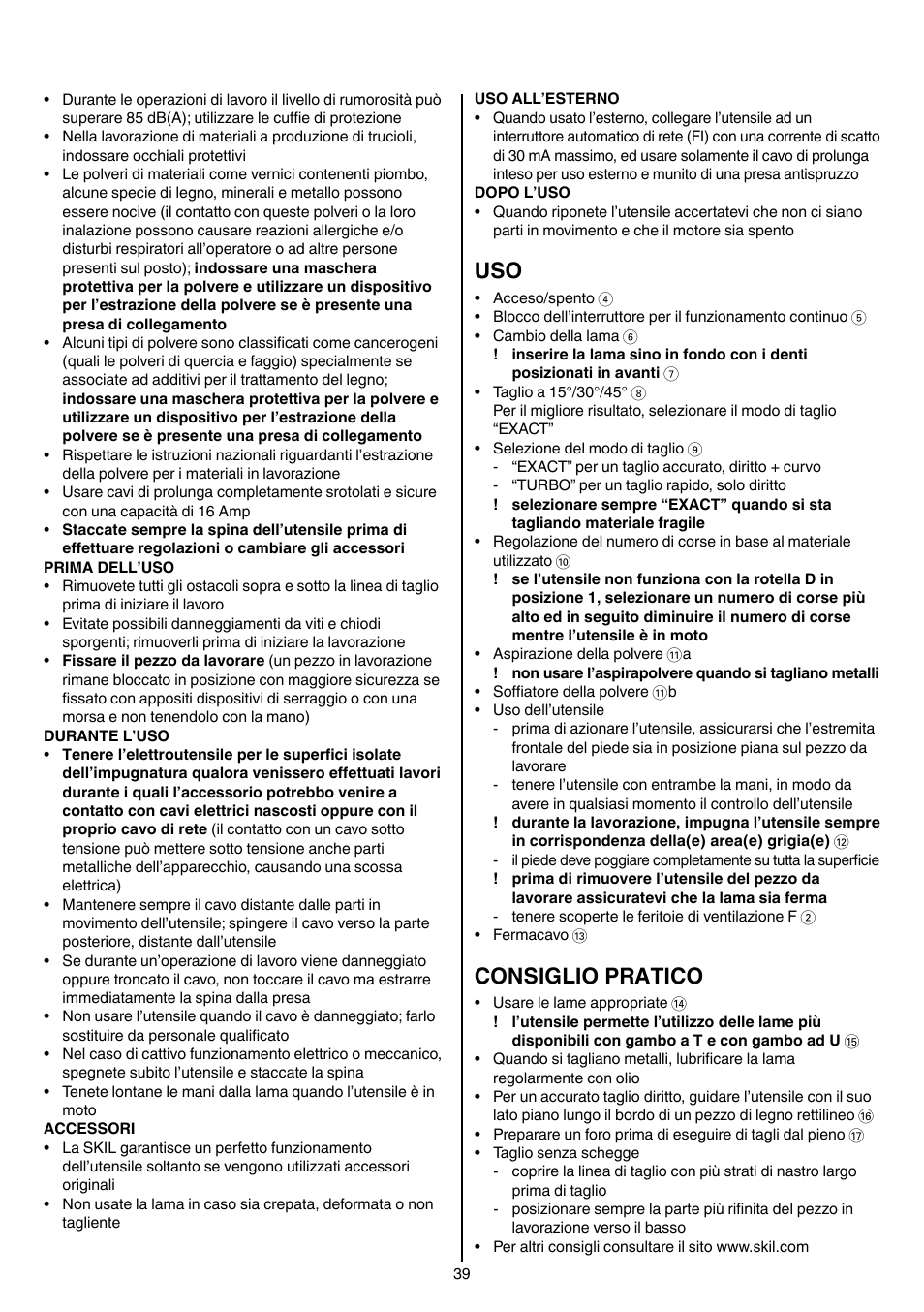 Consiglio pratico | Skil 4381 AA User Manual | Page 39 / 108