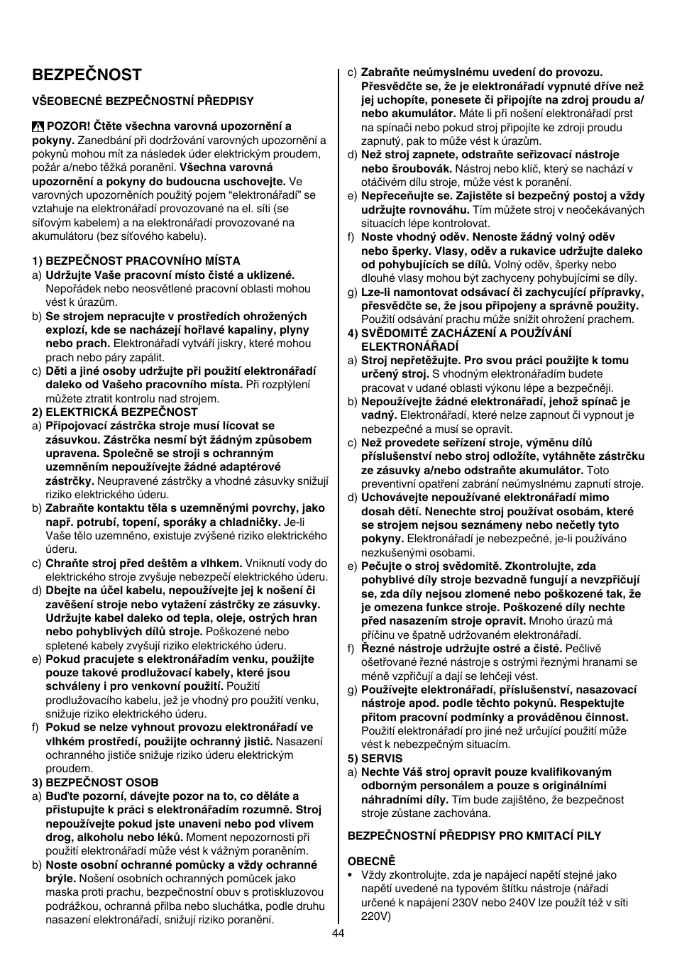 Bezpečnost | Skil 4381 AA User Manual | Page 44 / 108