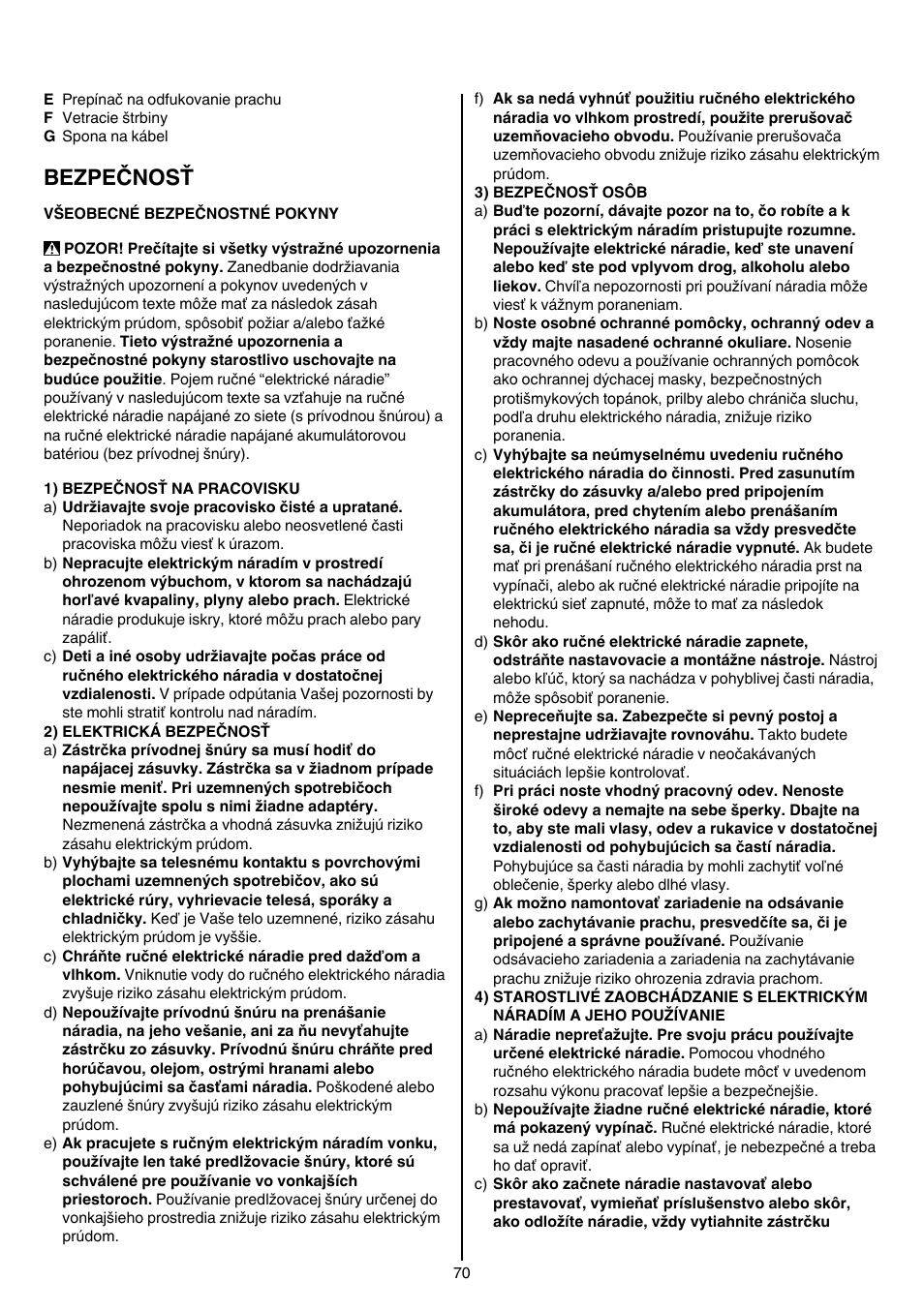 Bezpečnosť | Skil 4381 AA User Manual | Page 70 / 108