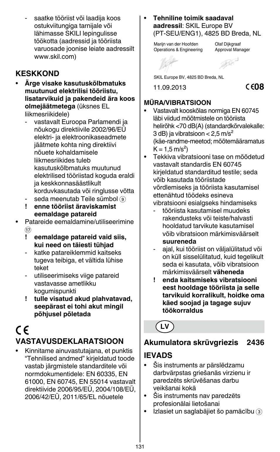 Skil 2436 AA User Manual | Page 131 / 164