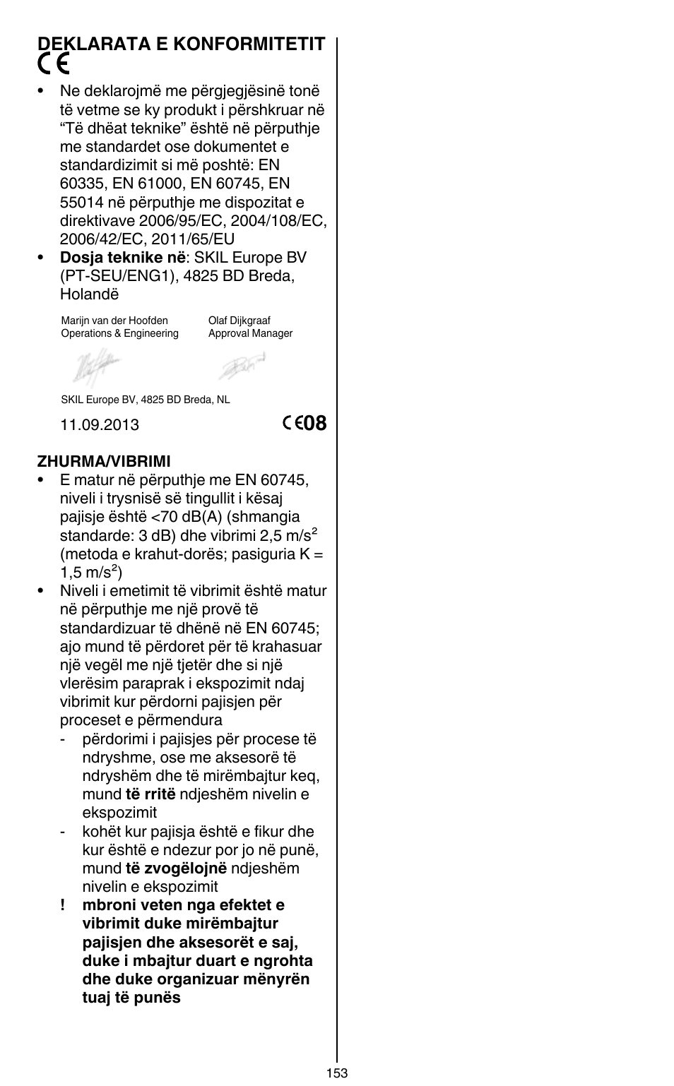 Deklarata e konformitetit | Skil 2436 AA User Manual | Page 153 / 164