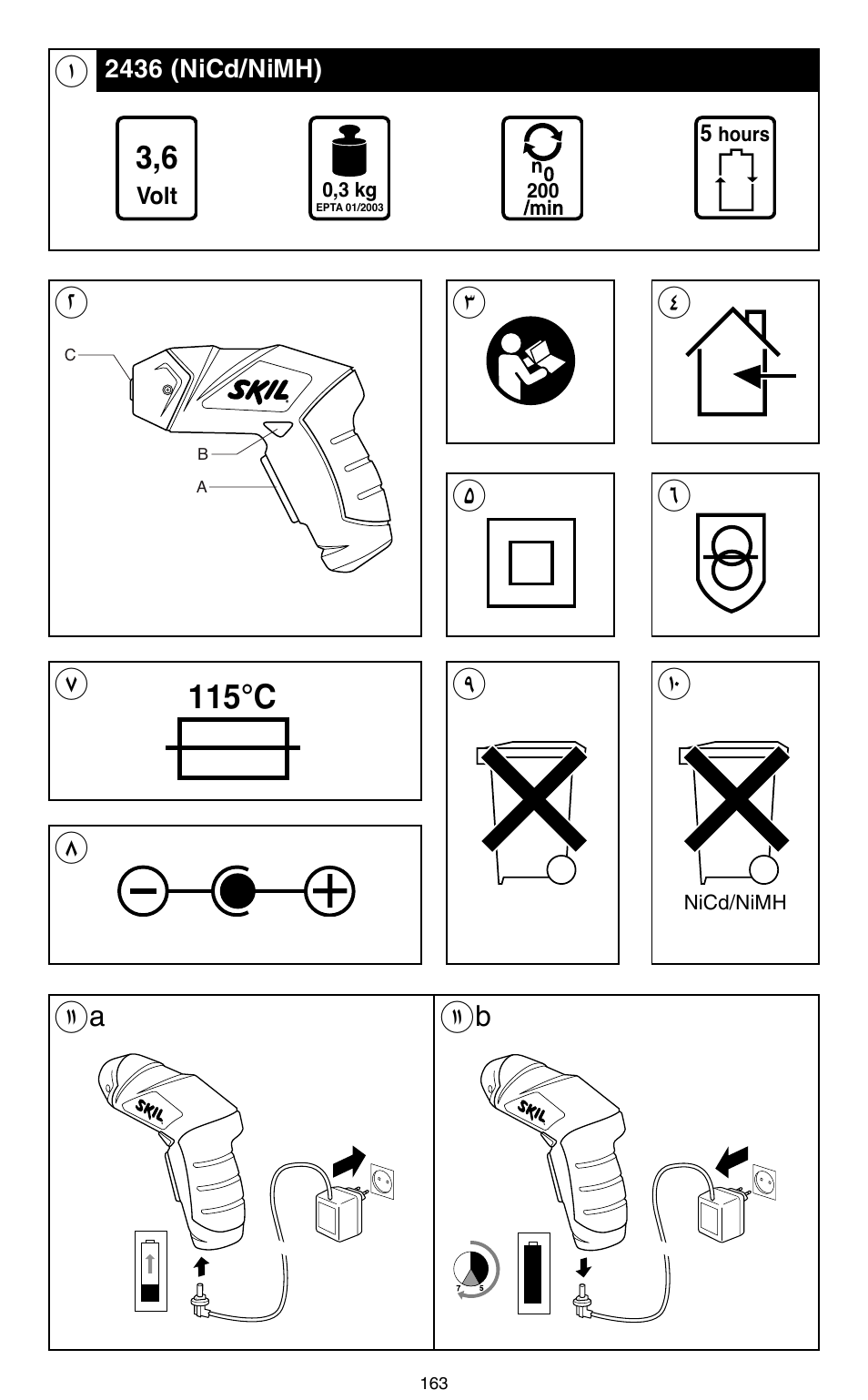 115°c | Skil 2436 AA User Manual | Page 163 / 164