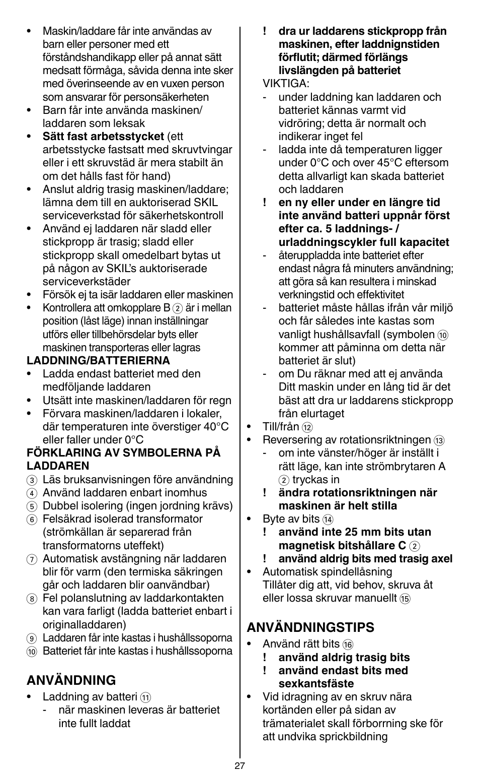 Skil 2436 AA User Manual | Page 27 / 164