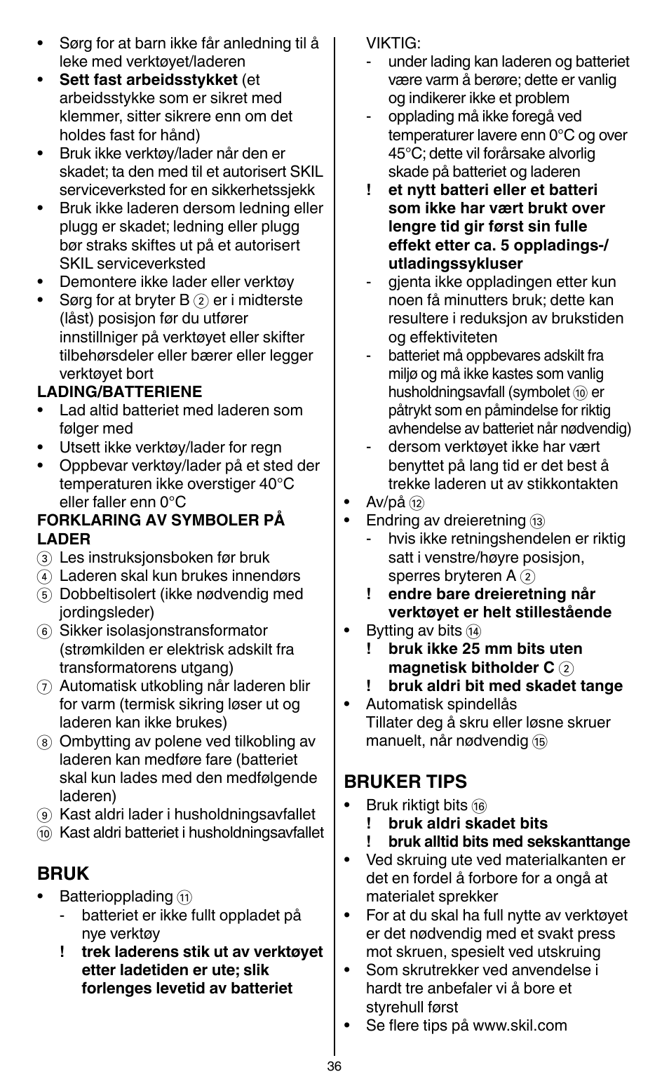 Skil 2436 AA User Manual | Page 36 / 164