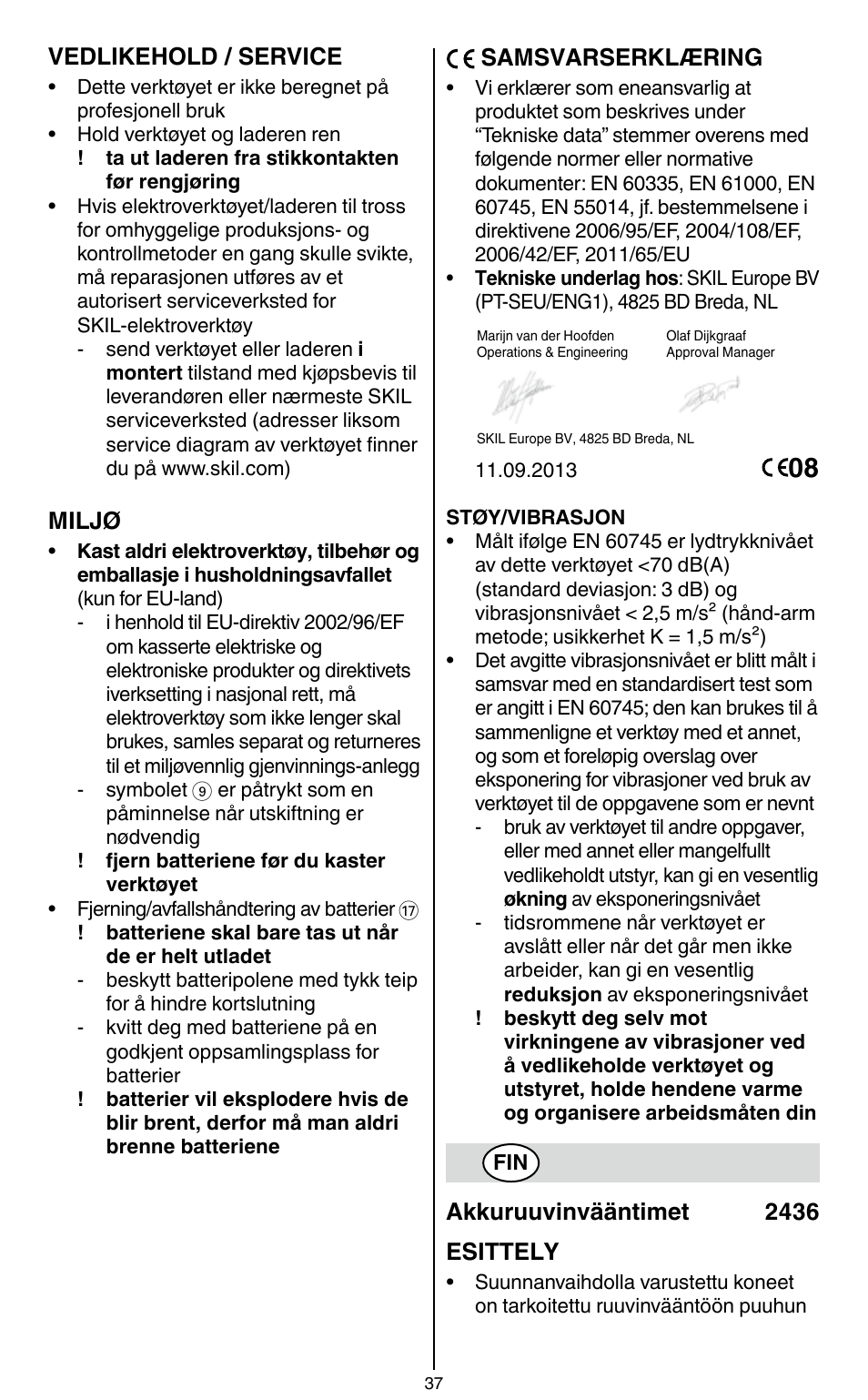 Skil 2436 AA User Manual | Page 37 / 164