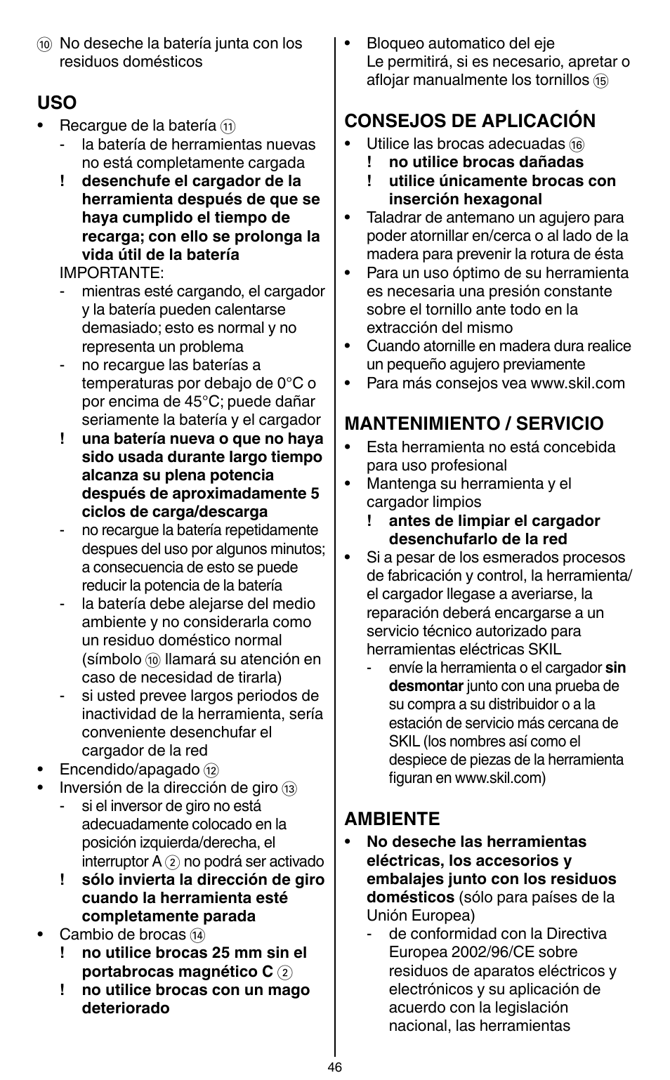 Skil 2436 AA User Manual | Page 46 / 164