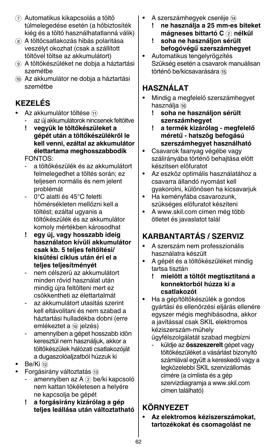 Skil 2436 AA User Manual | Page 62 / 164