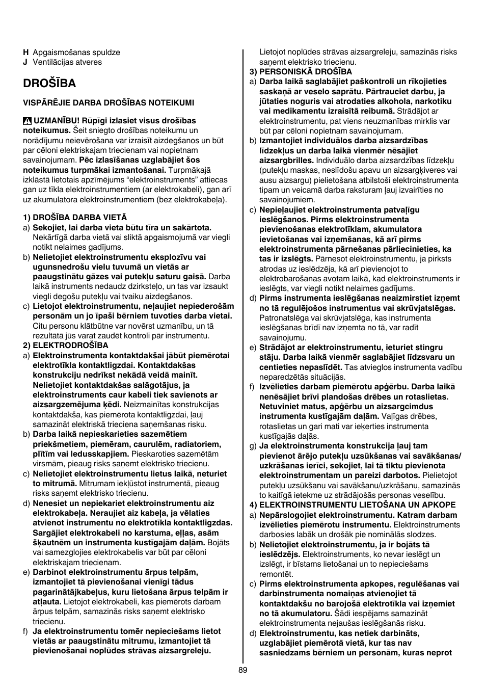 Drošība | Skil 4581 CA User Manual | Page 89 / 116