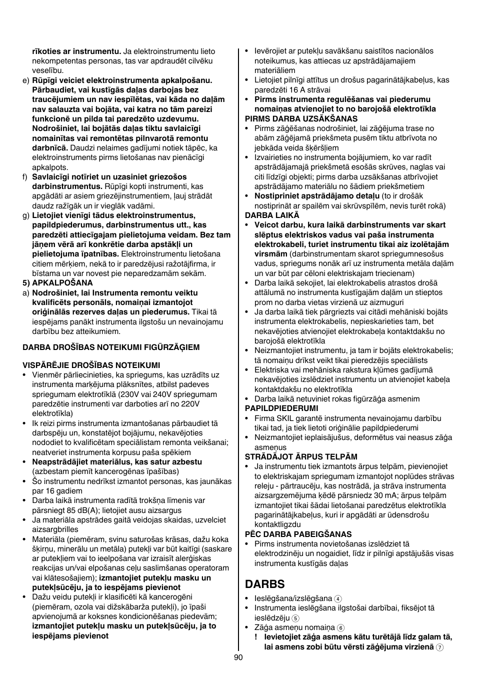 Darbs | Skil 4581 CA User Manual | Page 90 / 116