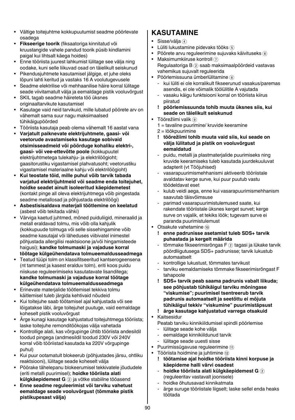 Kasutamine | Skil 1735 AA User Manual | Page 90 / 116