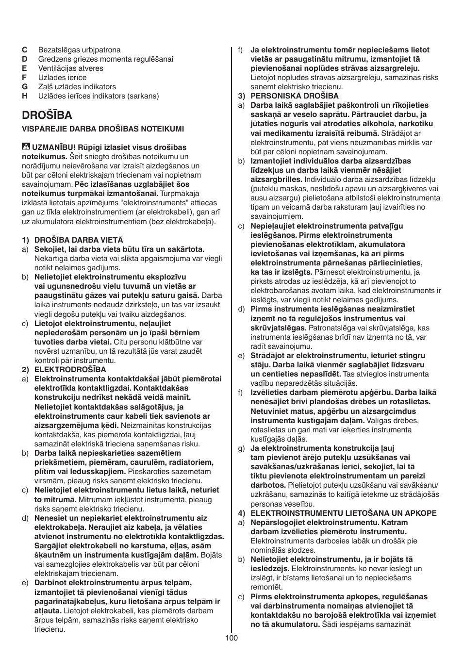 Drošība | Skil 2016 AA User Manual | Page 100 / 128