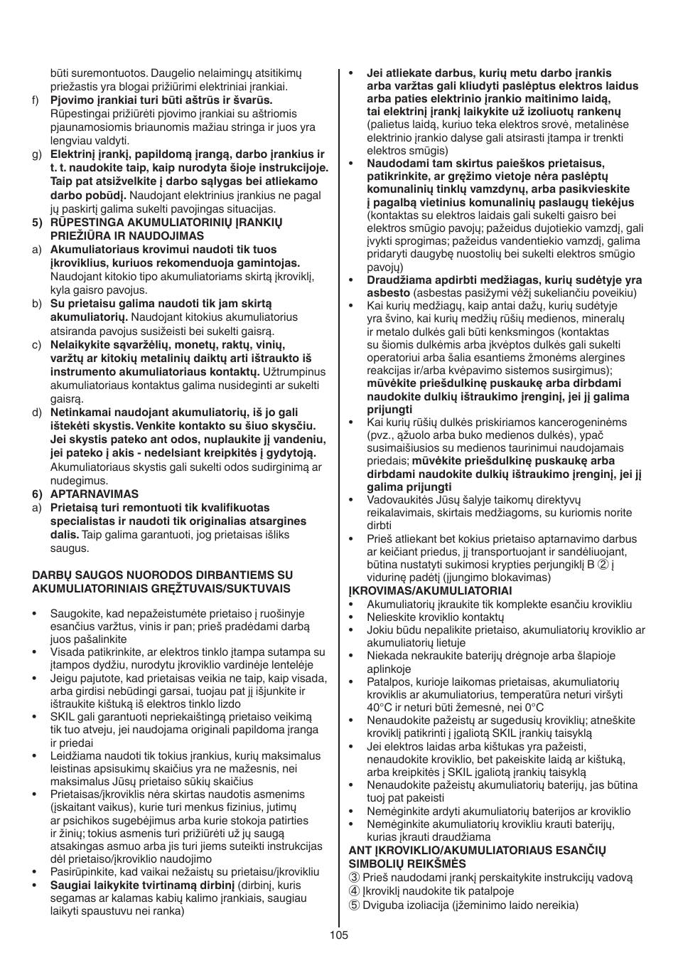 Skil 2016 AA User Manual | Page 105 / 128