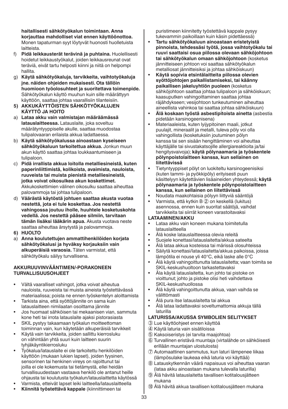 Skil 2016 AA User Manual | Page 33 / 128